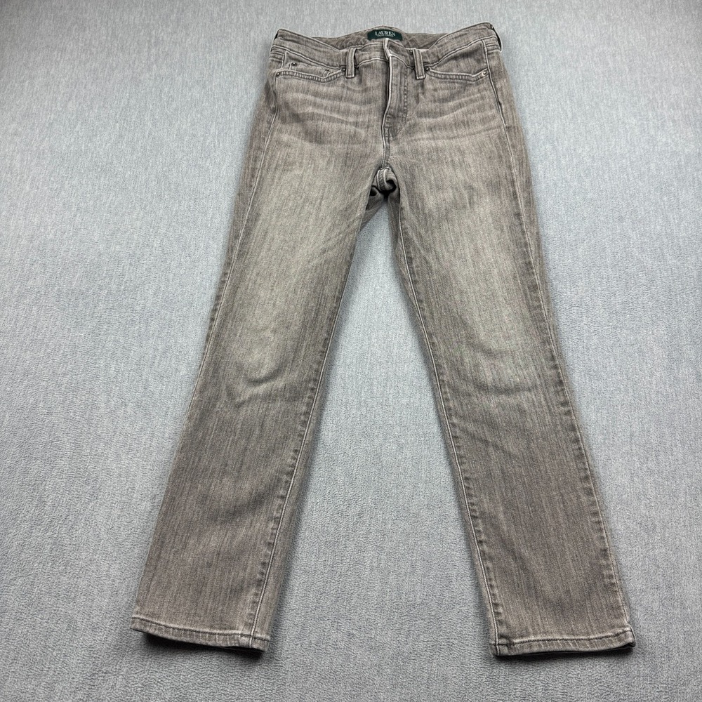 Lauren Ralph Lauren Jeans Womens 4 28x26 Gray Mid Rise Skinny Leg Denim Ankle